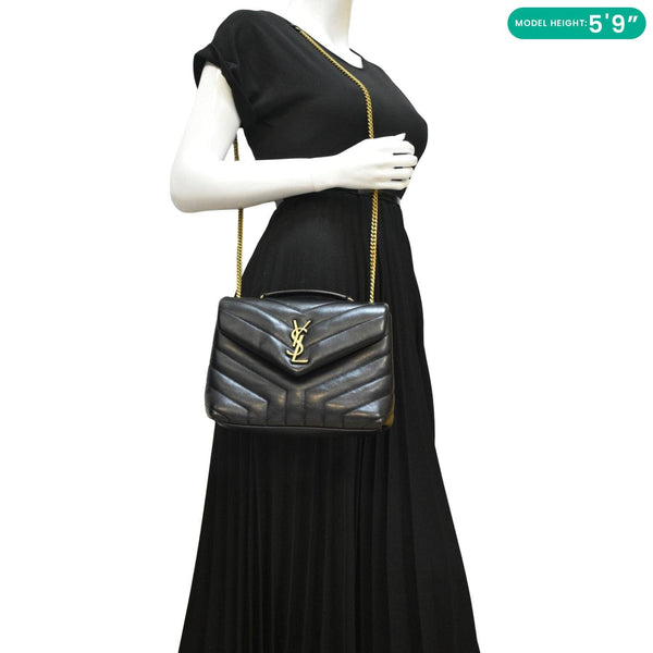 YVES SAINT LAURENT Loulou Toy Matelasse Leather Crossbody Bag Black