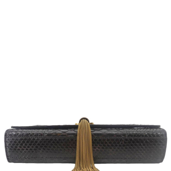 YVES SAINT LAURENT Kate Python Leather Chain Crossbody Bag Black