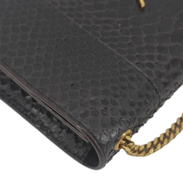 YVES SAINT LAURENT Kate Python Leather Chain Crossbody Bag Black