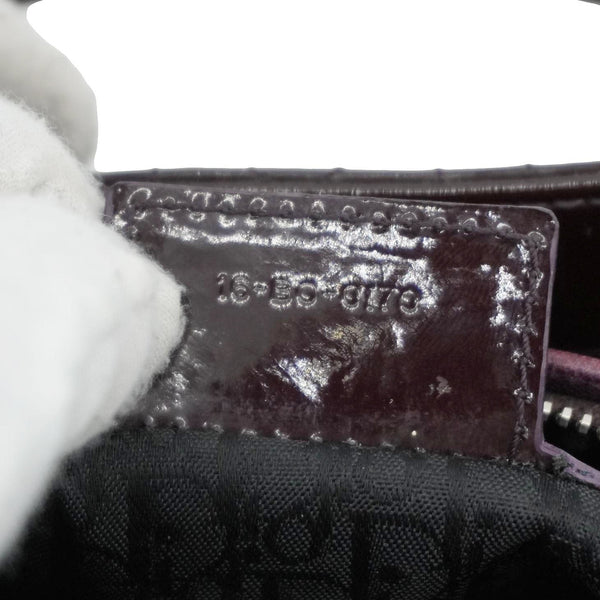 CHRISTIAN DIOR Lady Dior Quilted Patent Leather Shoulder Bag Burgundy