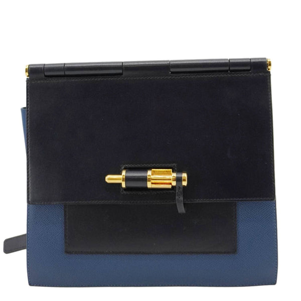 HERMES Sacabar Leather Crossbody Bag Blue