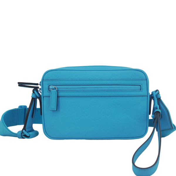 GUCCI GG Small Rubber-effect Leather Crossbody Bag Bright Blue 771293