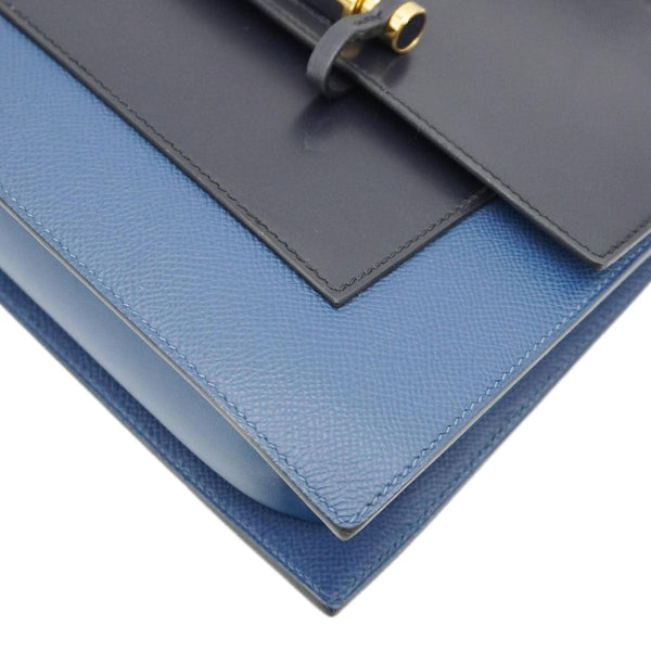HERMES Sacabar Leather Crossbody Bag Blue