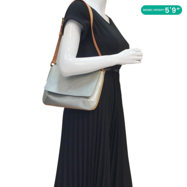 LOUIS VUITTON Thompson Street Monogram Vernis Shoulder Bag Silver