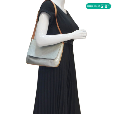 LOUIS VUITTON Thompson Street Monogram Vernis Shoulder Bag Silver