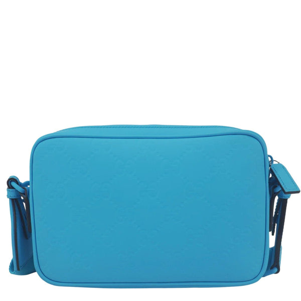 GUCCI GG Small Rubber-effect Leather Crossbody Bag Bright Blue 771293