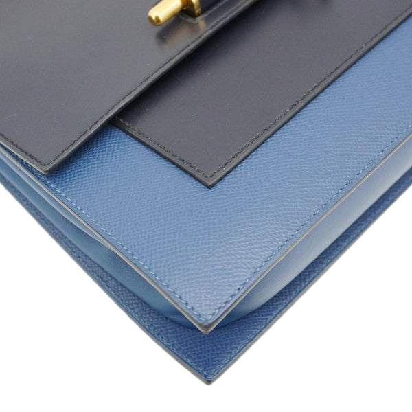 HERMES Sacabar Leather Crossbody Bag Blue