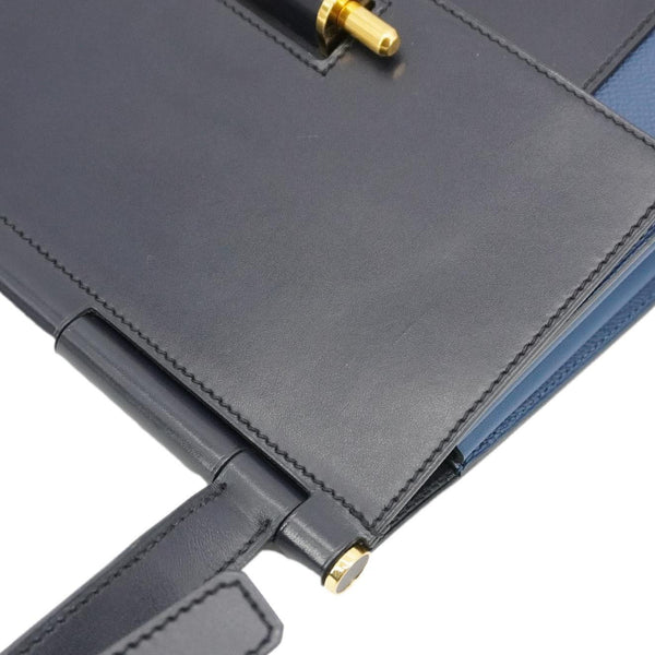 HERMES Sacabar Leather Crossbody Bag Blue