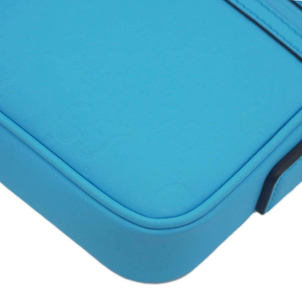 GUCCI GG Small Rubber-effect Leather Crossbody Bag Bright Blue 771293