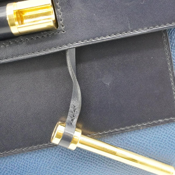 HERMES Sacabar Leather Crossbody Bag Blue