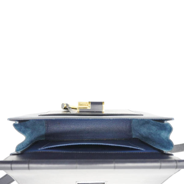 HERMES Sacabar Leather Crossbody Bag Blue