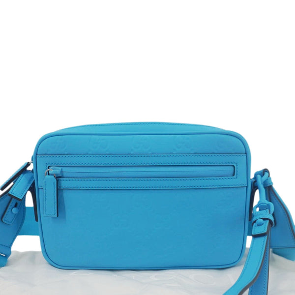 GUCCI GG Small Rubber-effect Leather Crossbody Bag Bright Blue 771293