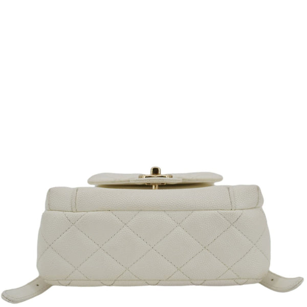 CHANEL CC Day Small Caviar Quilted Leather Backpack White