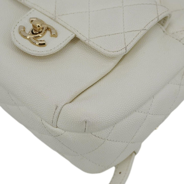 CHANEL CC Day Small Caviar Quilted Leather Backpack White
