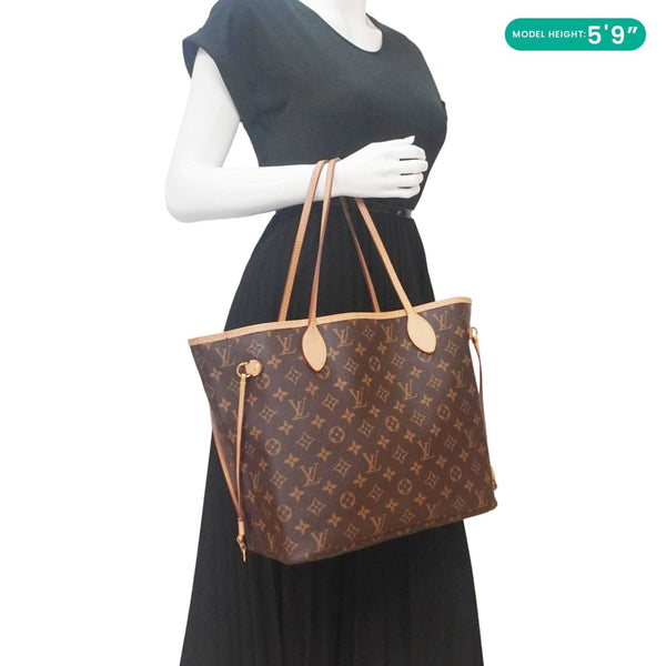 LOUIS VUITTON Neverfull MM Monogram Canvas Shoulder Bag Brown