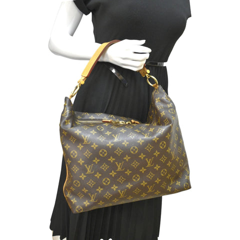 LOUIS VUITTON Sully MM Monogram Canvas Shoulder Bag Brown
