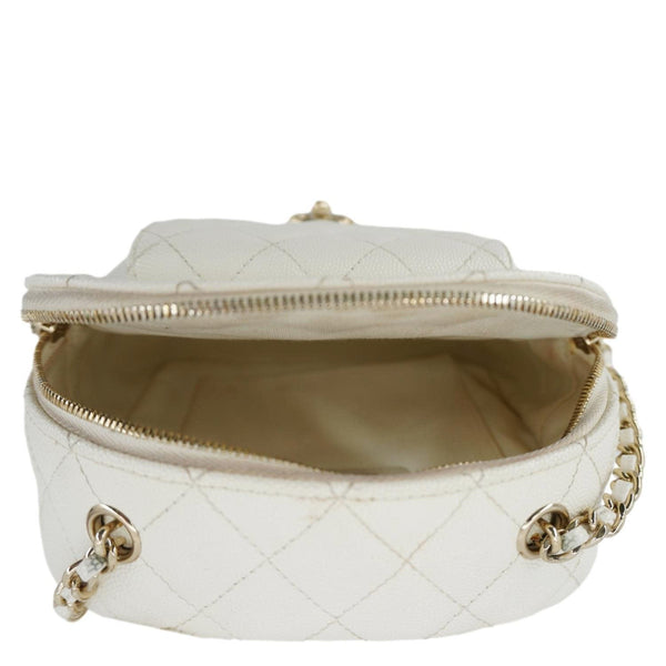 CHANEL CC Day Small Caviar Quilted Leather Backpack White