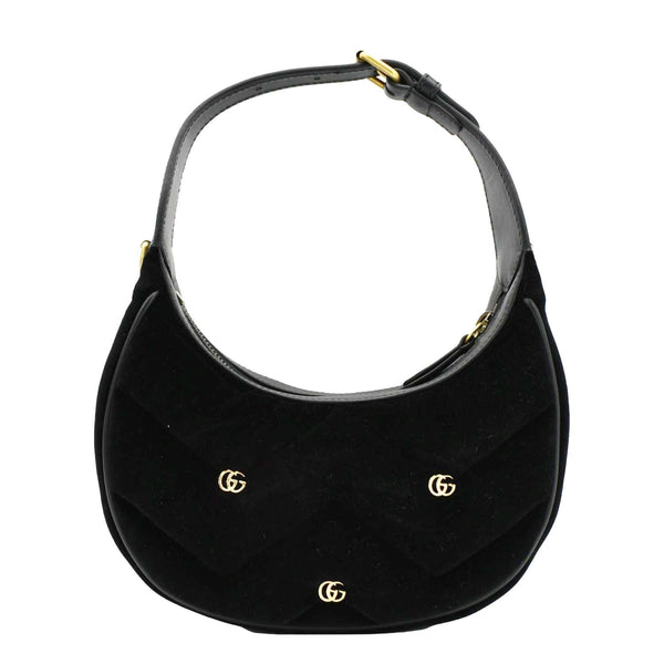 GUCCI GG Marmont Half Moon Mini Leather Shoulder Bag Black back look