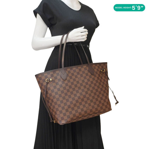 LOUIS VUITTON Neverfull MM Damier Ebene Shoulder Bag Brown