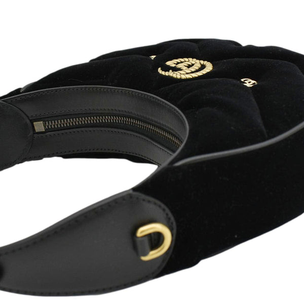 GUCCI GG Marmont Half Moon Mini Leather Shoulder Bag Black 770983