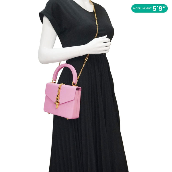 GUCCI Sylvie 1969 Plexiglass Top Handle Crossbody Bag Pink 589482