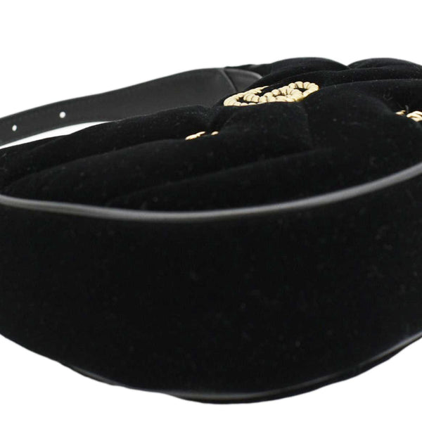 GUCCI GG Marmont Half Moon Mini Leather Shoulder Bag Black 770983