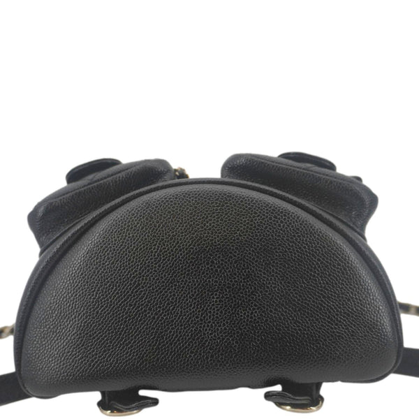 CHANEL Duma Pockets Small Quilted Caviar Leather Drawstring Backpack Black