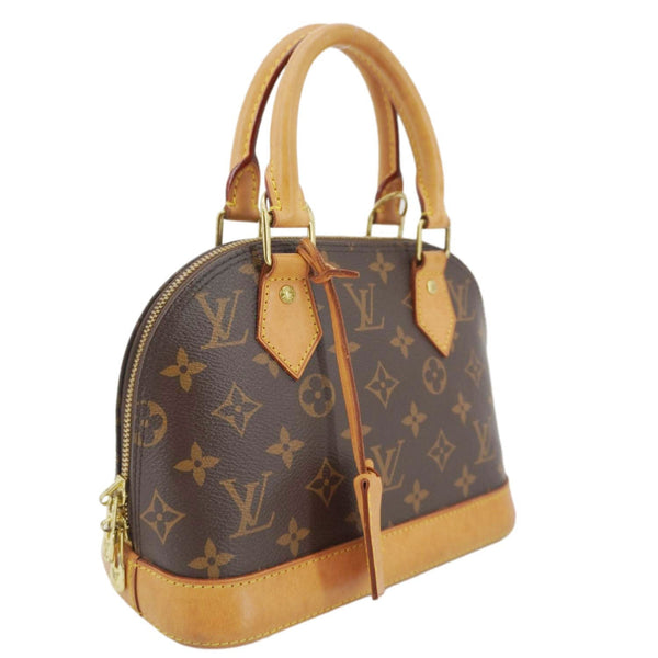 LOUIS VUITTON Alma BB Monogram Canvas Satchel Bag Brown