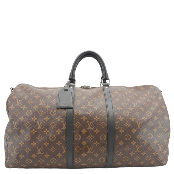 LOUIS VUITTON Keepall Bandouliere 55 Monogram Canvas Travel Bag Brown