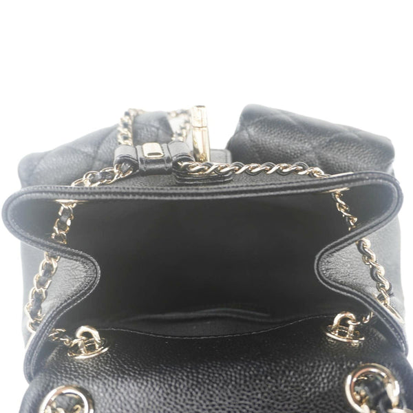 CHANEL Duma Pockets Small Quilted Caviar Leather Drawstring Backpack Black