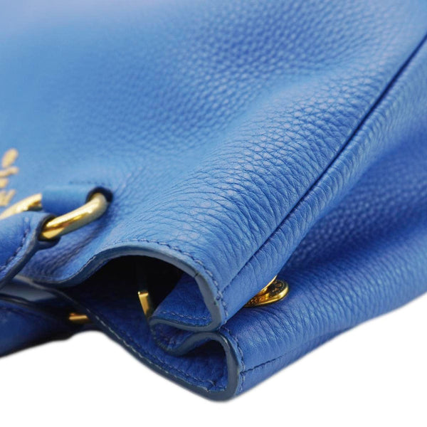 PRADA Vitello Daino Leather Tote Shoulder Bag Blue
