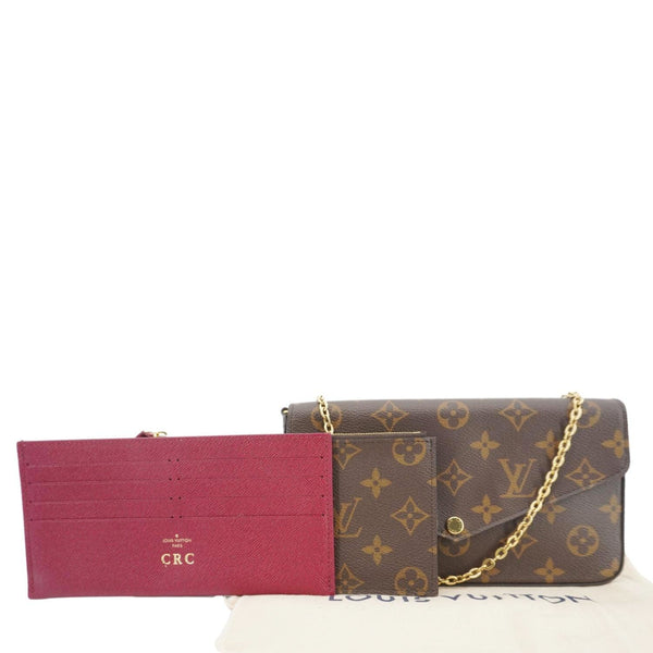 LOUIS VUITTON Felicie Pochette Monogram Canvas Crossbody Bag Brown