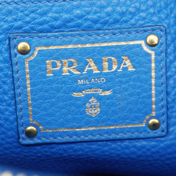 PRADA Vitello Daino Leather Tote Shoulder Bag Blue