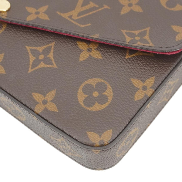 LOUIS VUITTON Felicie Pochette Monogram Canvas Crossbody Bag Brown