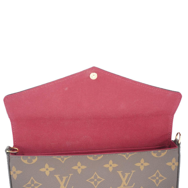 LOUIS VUITTON Felicie Pochette Monogram Canvas Crossbody Bag Brown
