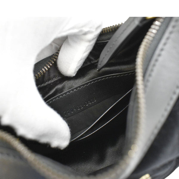 GUCCI GG Marmont Half Moon Mini Leather Shoulder Bag Black 770983