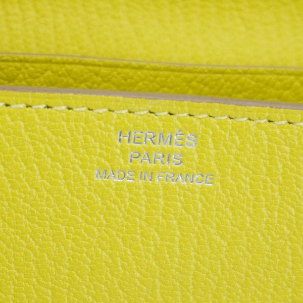 HERMES Clic 16 Epsom Leather Wallet on Strap Crossbody Bag Lime
