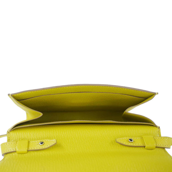 HERMES Clic 16 Epsom Leather Wallet on Strap Crossbody Bag Lime
