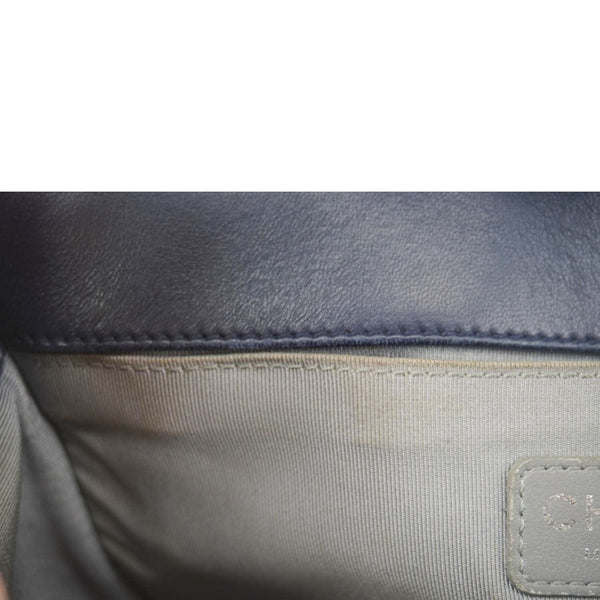 CHANEL Boy Flap Medium Quilted Lambskin Leather Crossbody Bag Navy Blue