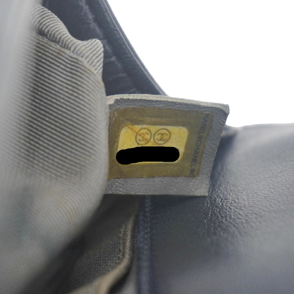 CHANEL Boy Flap Medium Quilted Lambskin Leather Crossbody Bag Navy Blue