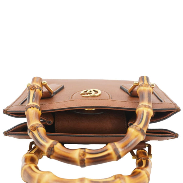 GUCCI Diana Bamboo Mini Leather Tote Bag Brown 655661