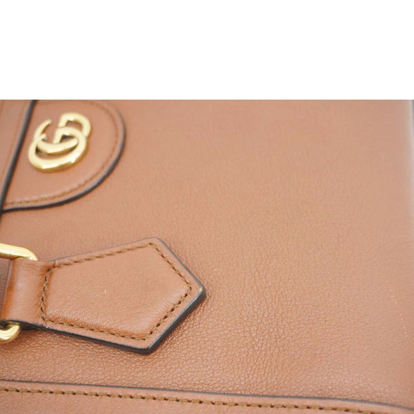 GUCCI Diana Bamboo Mini Leather Tote Bag Brown 655661