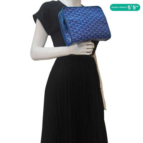 GOYARD Jouvence Chevron Print Canvas Toiletry Bag Blue