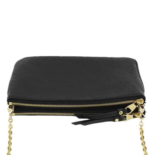 LOUIS VUITTON Double Zip Pochette Monogram Empreinte Crossbody Bag Black