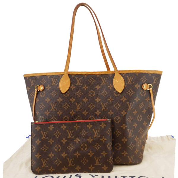LOUIS VUITTON Neverfull MM Monogram Canvas Tote Bag Brown