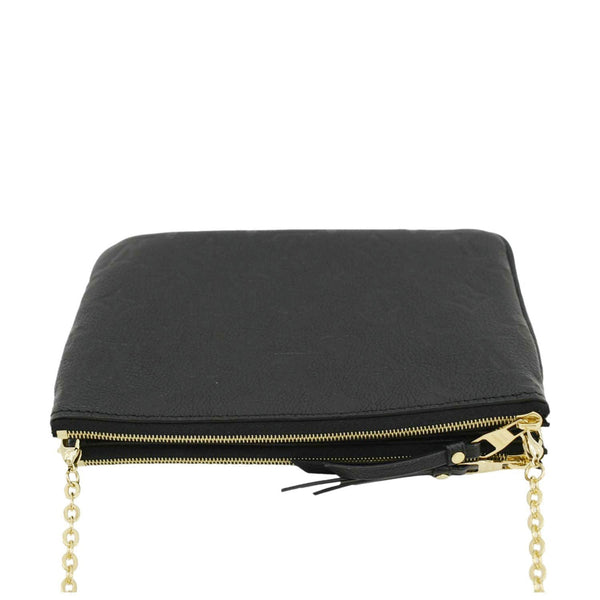 LOUIS VUITTON Double Zip Pochette Monogram Empreinte Crossbody Bag Black