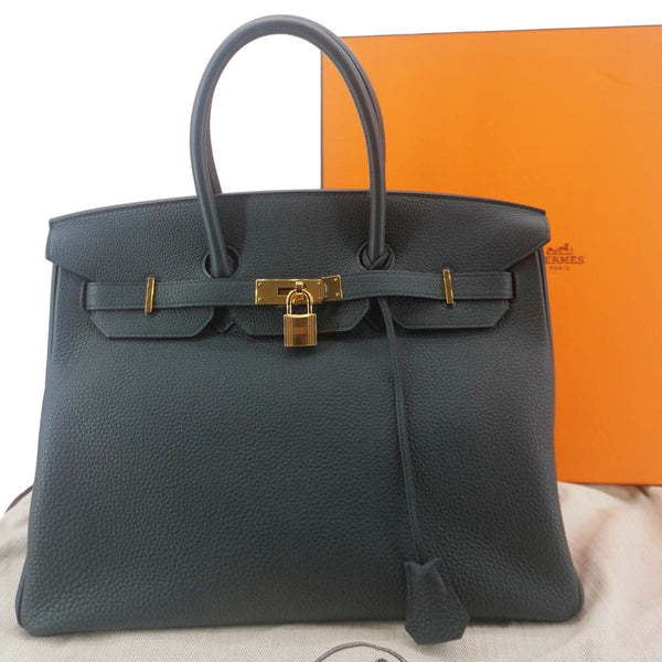HERMES Birkin 35 Togo Leather Tote Bag Vert Cypress