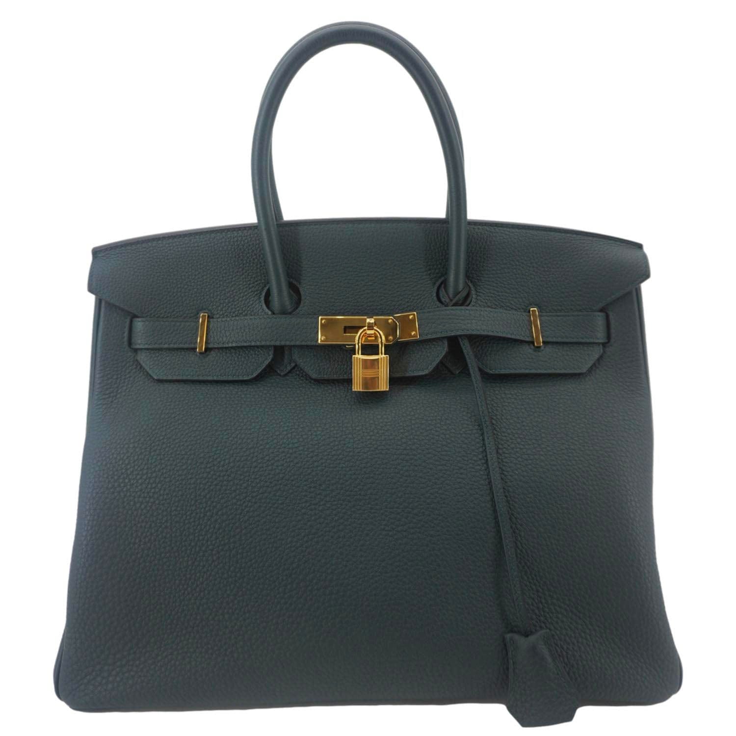 HERMES Birkin 35 Togo Leather Tote Bag Vert Cypress