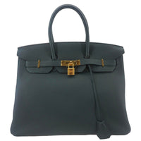 HERMES Birkin 35 Togo Leather Tote Bag Vert Cypress