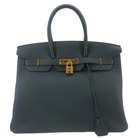 HERMES Birkin 35 Togo Leather Tote Bag Vert Cypress